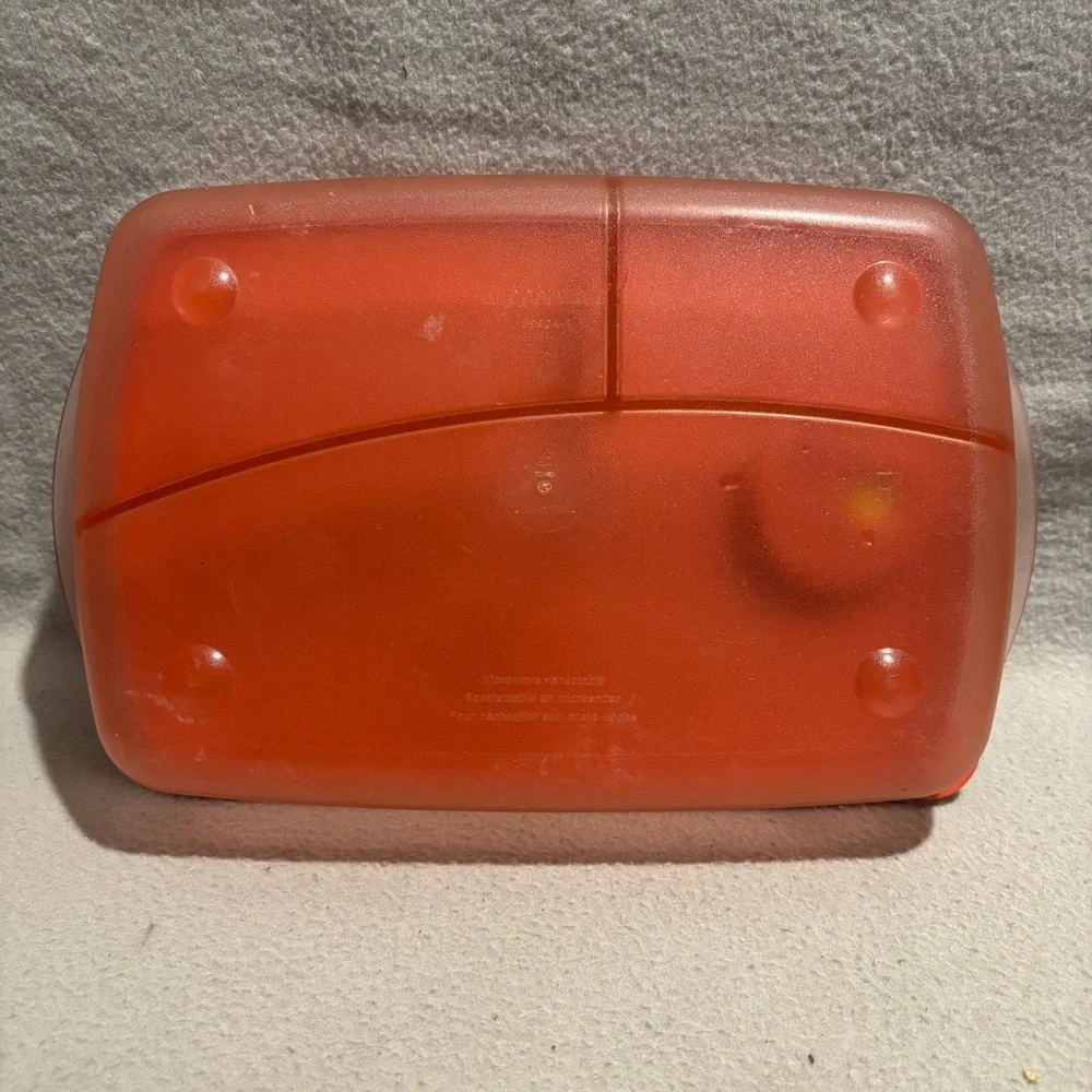 tupperware vent n serve divided dish rectangle food prep orange made in USA